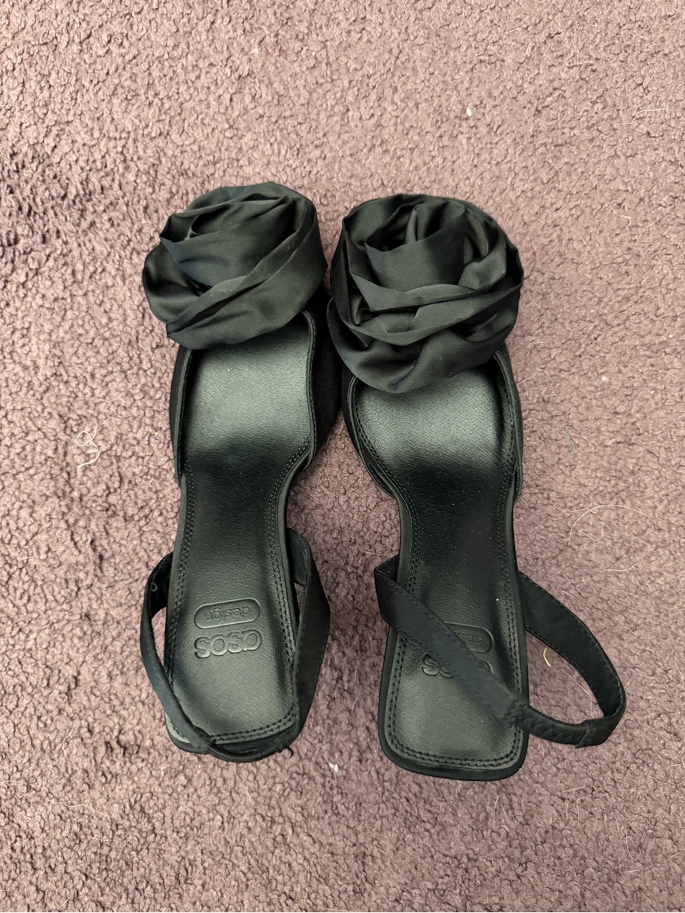 Black Floral Satin Open-Toe Heels - COS